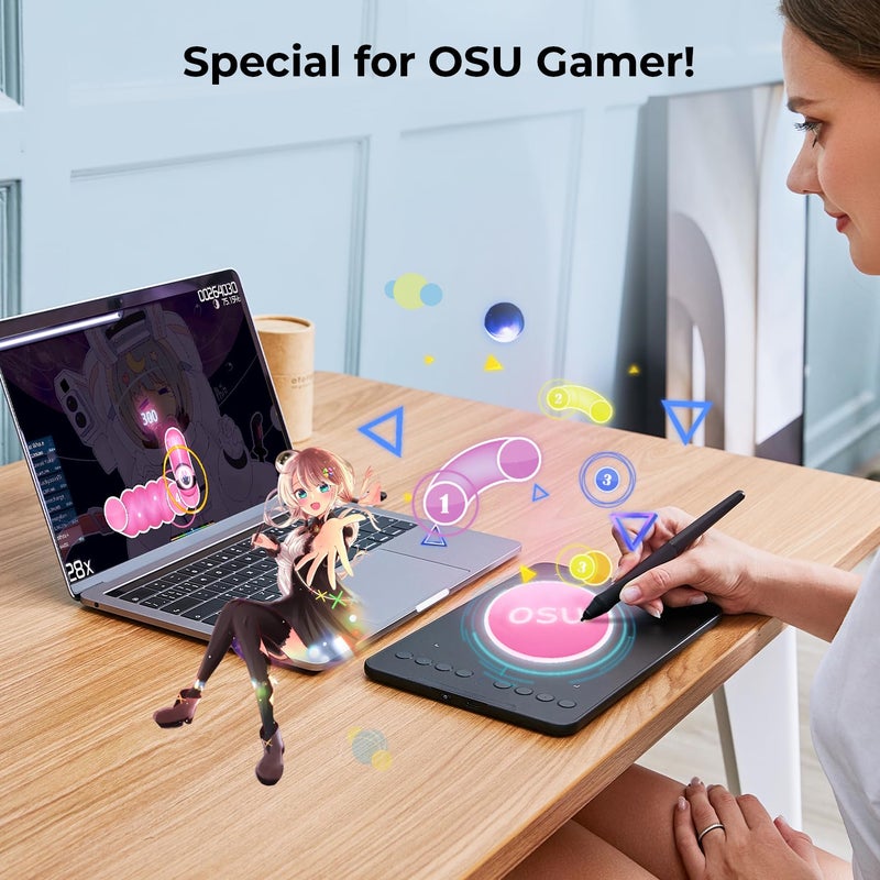 XP-PEN تابلت الرسم XPPen Deco Mini7 V2 المحدث - 16384 مستوى من الضغط مع قلم بدون بطارية، 7 × 4 لوحة رسم OSU، 8 أزرار سريعة للفن الرقمي، التعليم، الألعاب، تابلت جرافيك لجهاز Chrome، PC، Mac، Android - Image 5